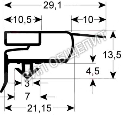 Уплотнитель изоляционный 0A8647 Electrolux, профиль 9773 для 109010 / 109012 / 109150 / 109151 / 109152 / 726071 / 726072